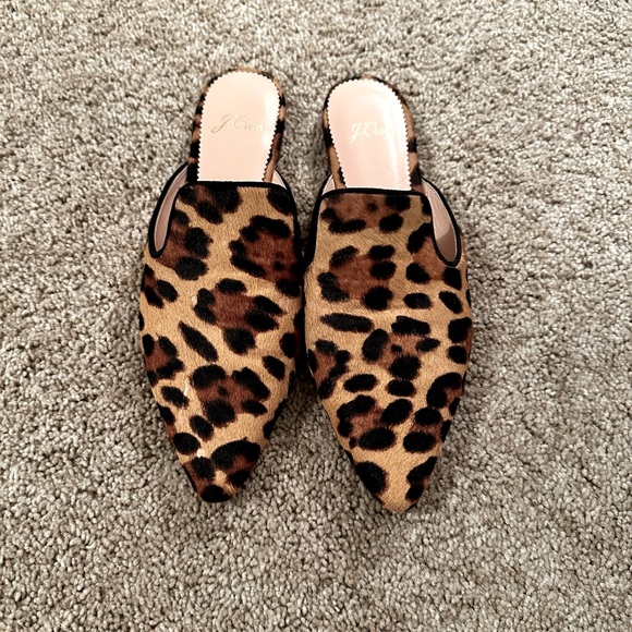 J Crew Pointed Toe Slide Leopard Print Calf Hair Mule - Picture 3 of 4